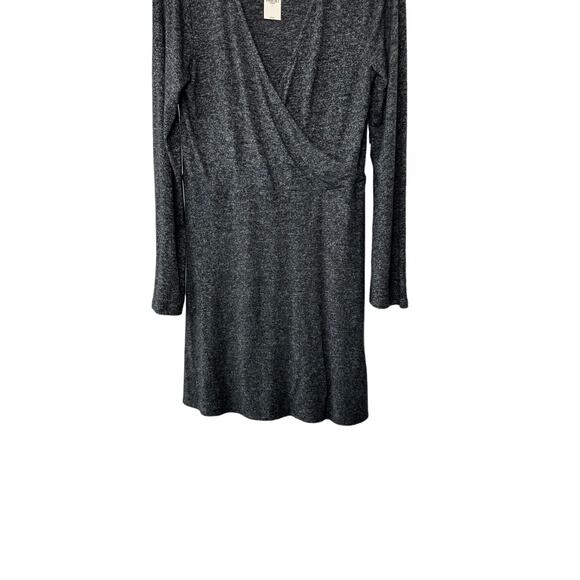 Express Charcoal Gray Soft Long Sleeve Faux Wrap Dress Women's Large New - Picture 4 of 10